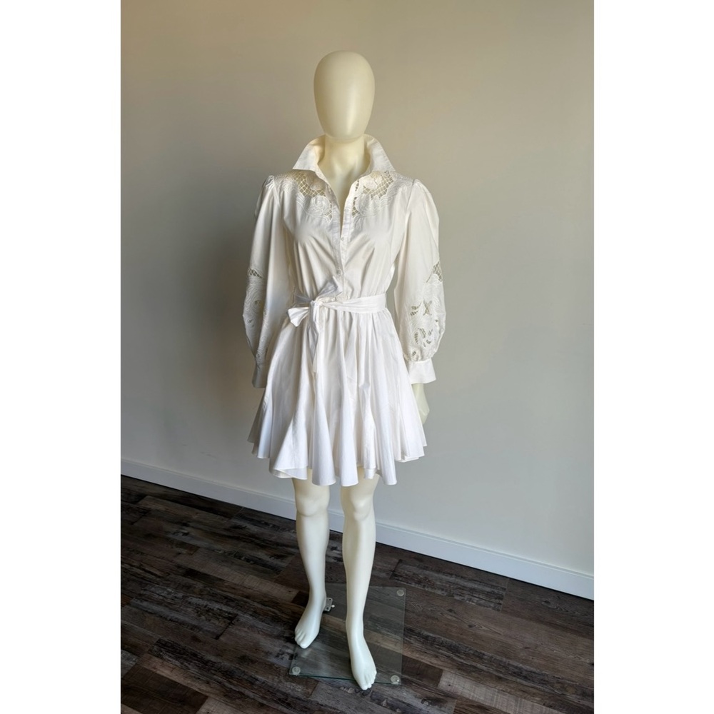 EUC MAJE White Cotton Lace Shirtdress 38 M 6 8